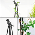 160cm Metal Garden Obelisk Trellis Plant Climbing Frame Climbing Plant Support with Bird Sculpture Weather-Proof Easy to Install