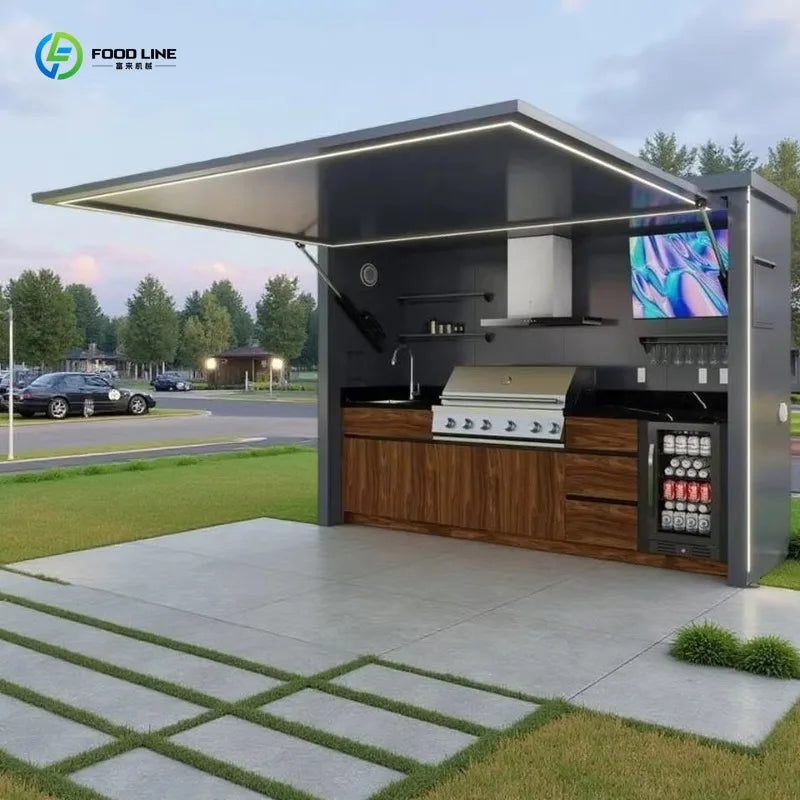 Customized stainless steel outdoor kitchen cabinet modern design complete barbecue grill set durable structure