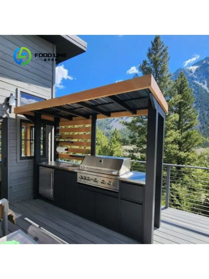 Outdoor Kitchen BBQ Island Patio Stainless Steel Grill Countertop Cooking Station Gas Charcoal Garden Unit
