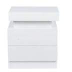 Bedroom LED Nightstand Bedside Table Large Capacity RGB Light Storage Nightstand Cabinet with 2 Drawers for Bedroom Nightstand