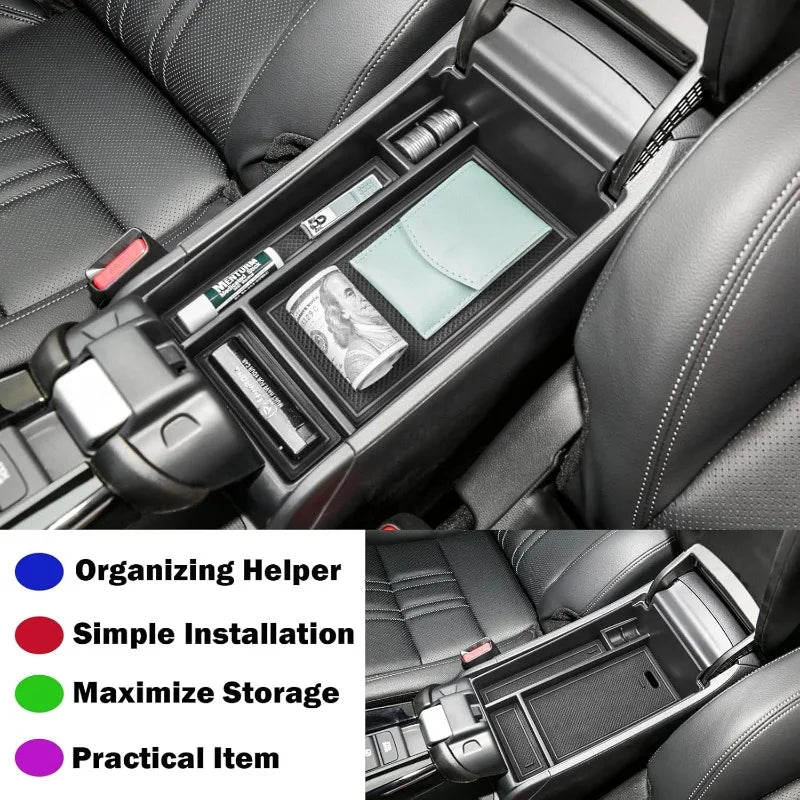 Center Console Organizer Tray Compatible with Honda HR-V 2023 2024 2025 HRV Accessories, ABS Console Organizer Armrest Storage B