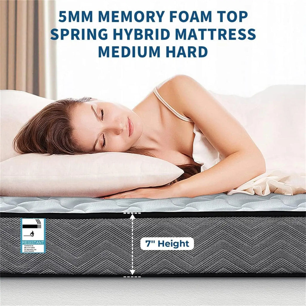 Good Nite 4FT6 Double Mattress - Cloud Memory Foam with Responsive Springs, Medium Firm Feel & Airflow Cover for Couples
