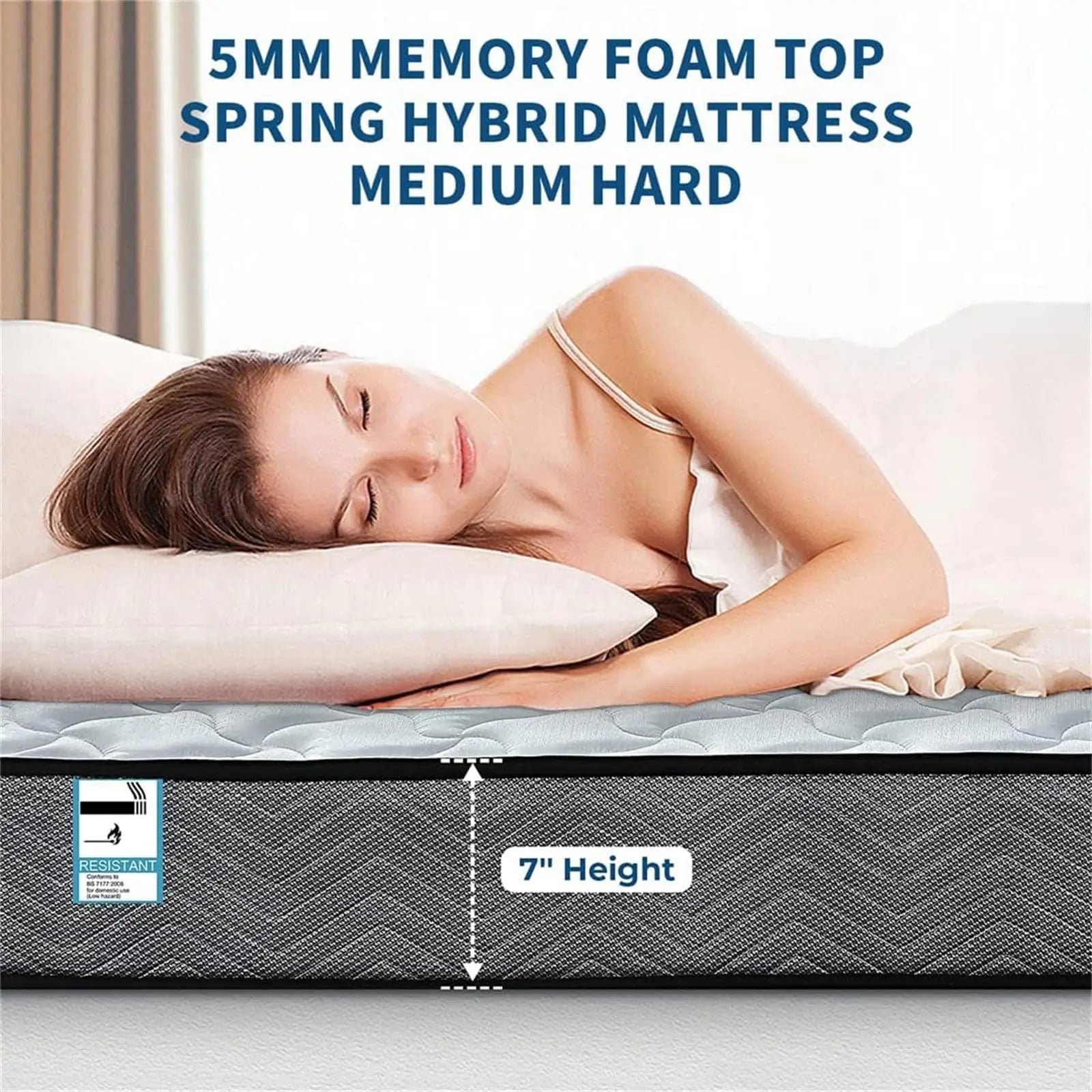 Good Nite 4FT6 Double Mattress - Cloud Memory Foam with Responsive Springs, Medium Firm Feel & Airflow Cover for Couples