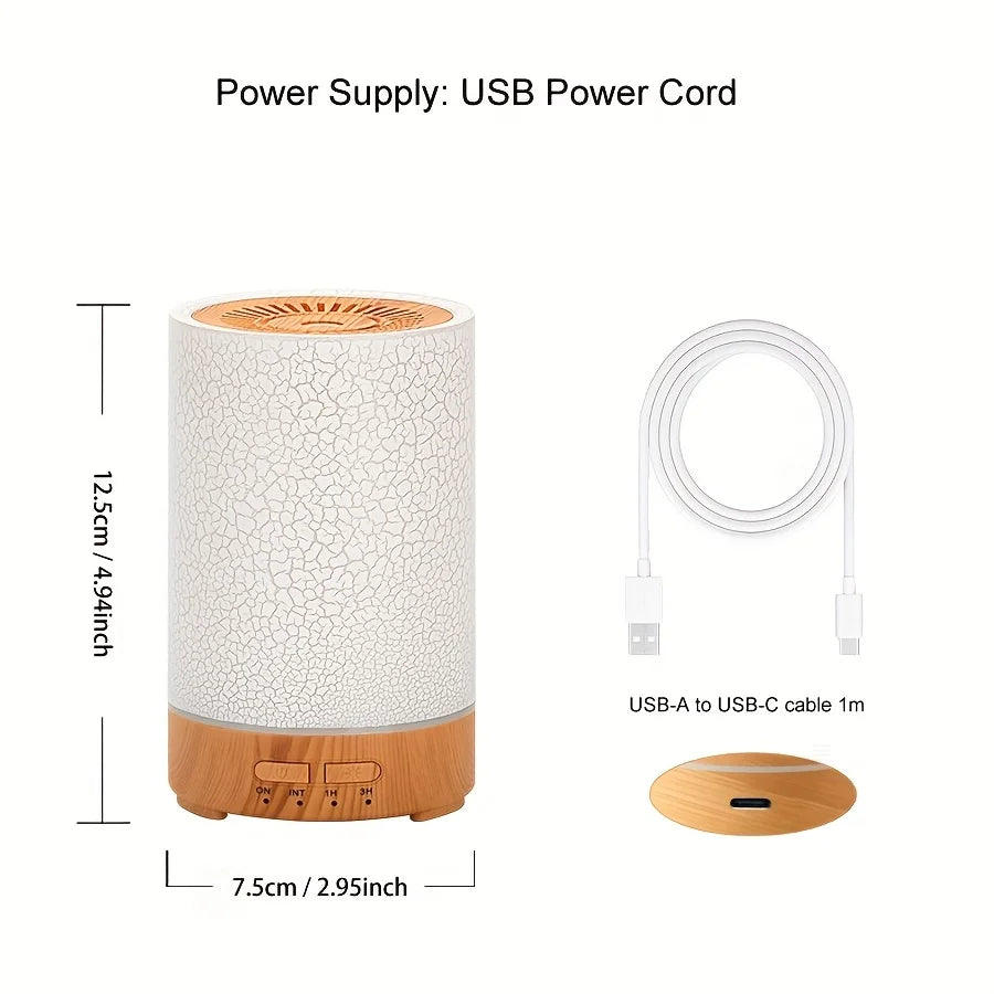 150ml Crack Design Essential Oil Diffuser USB Powered with  7 Color LE