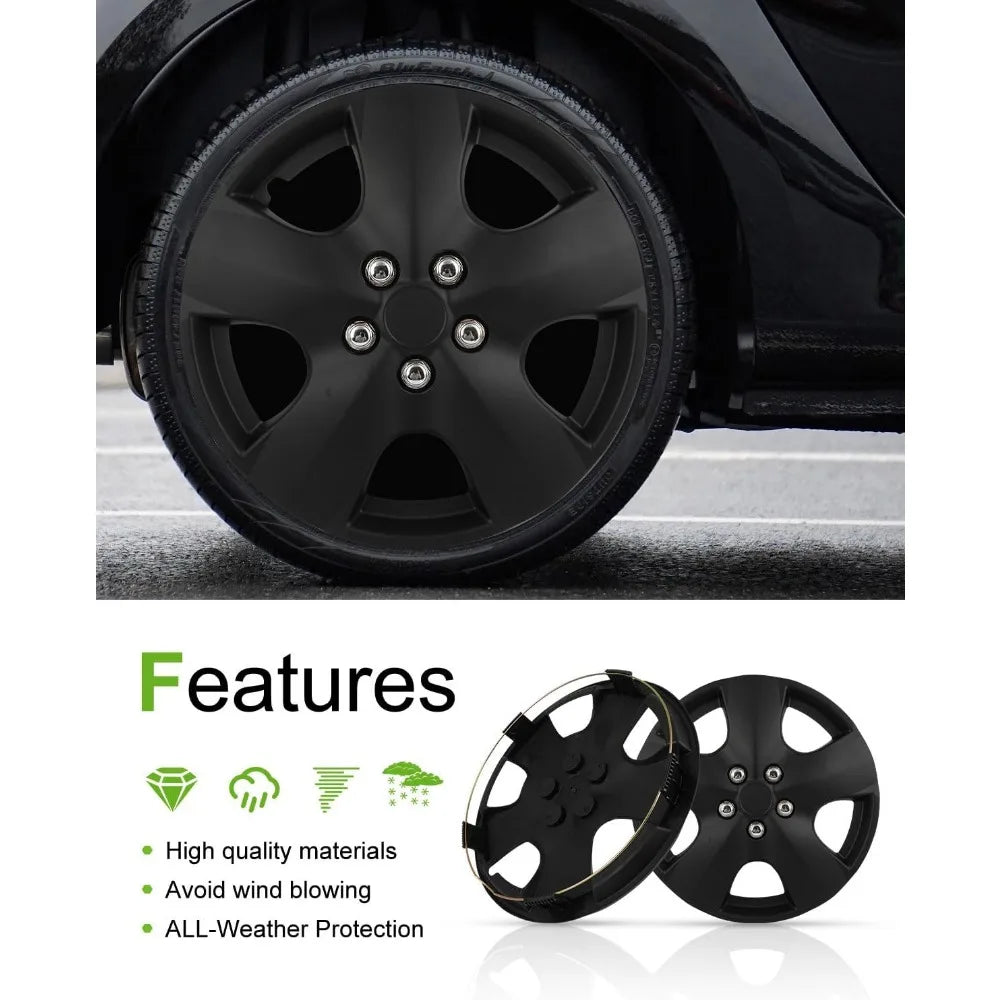 Hubcap Auto Tire Replacement Exterior Cap OEM Steel Wheel Hubcaps Wheel Cover Rim 15 Inch Set of 4 PP Hub Caps Universal Snap On