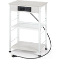 3-Tier Charging Nightstand w/3 USB & Outlets - Bedside Table with Storage Shelf for Bedroom/Dorm/Office, White
