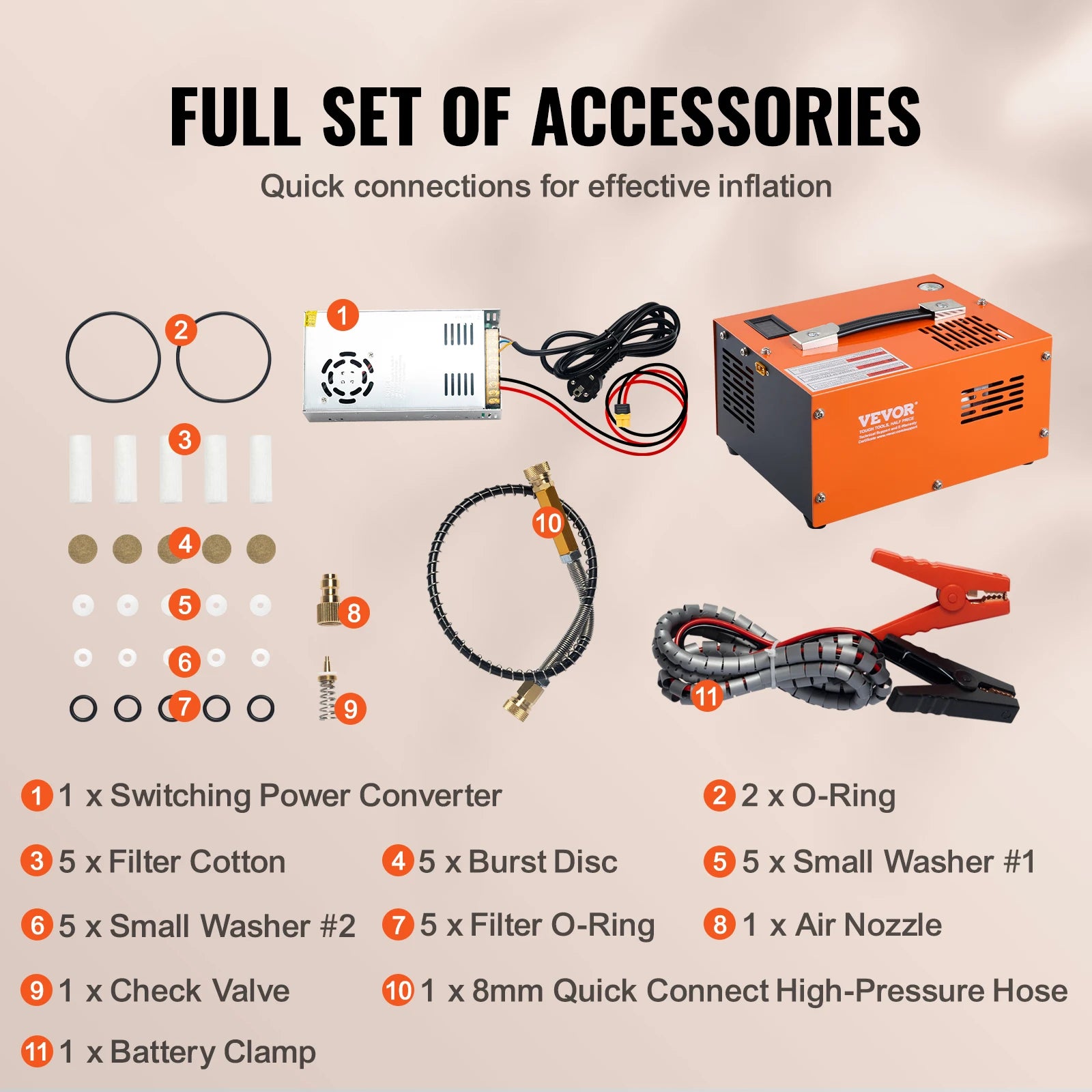 VEVOR PCP Air Compressor, 4500PSI/30Mpa Portable PCP Airgun Compressor with External Converter