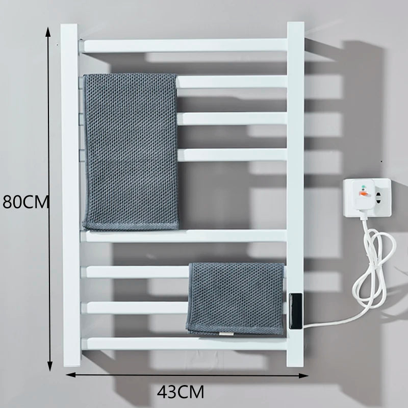 Matte Black Bathroom Electric Heated Towel Rack with Digital Display Touch Thermostatic Dry Towel 304 Stainless Steel Heater