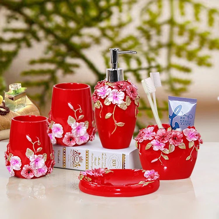 Resin Bathroom Set, Multi Models, Optional, Set of 5 Pieces, Toiletries Kit, Bathroom Accessories