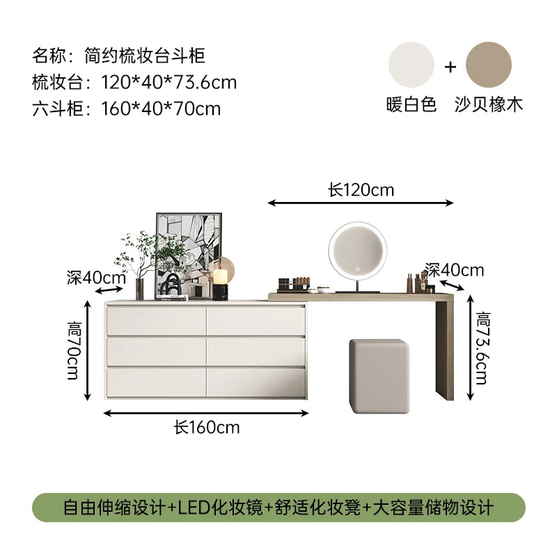 Modern Drawers Vanity Table Makeup Chair Desk Bedroom Big Dressing Table White Small Cabinet Mesa De Maquillaje Home Furniture