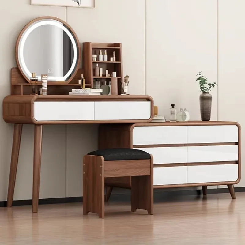 Luxury Makeup Vanity Table Korean Mid Century Korean Dressers Minimalist Dressing Table Beauty Penteadeira Quarto Bedroom Set