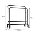 【Breeins】Double-Rod Clothes Rack with Wheels Storage Organizer Clothes Shelf Tidy Home Decoration