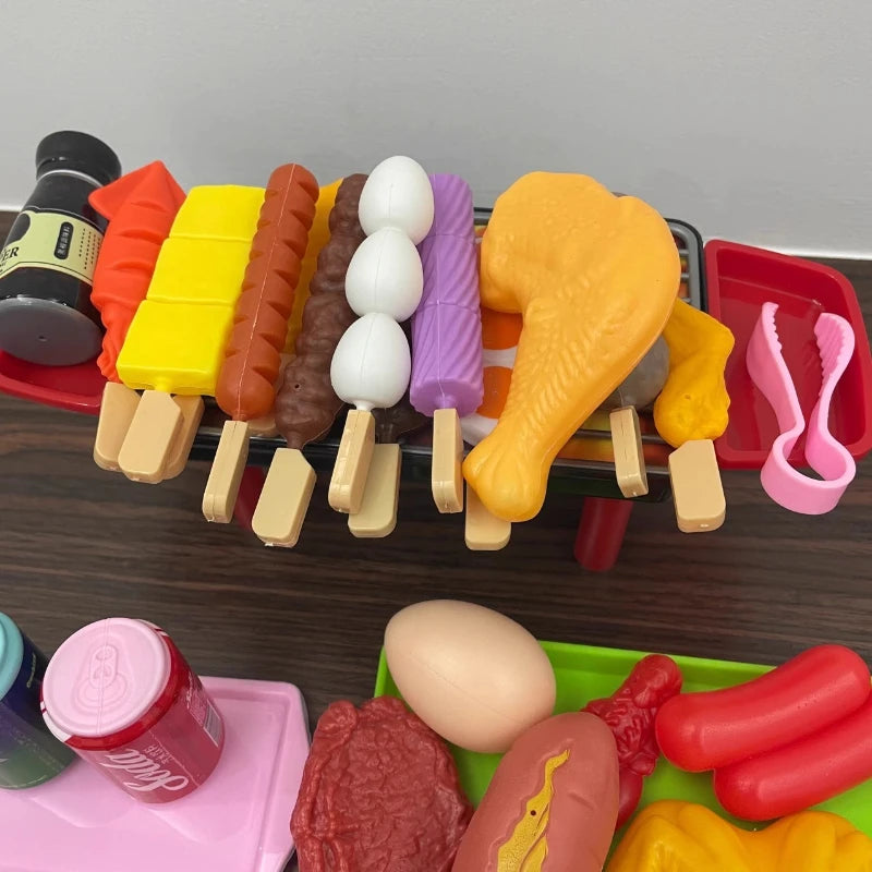 Children's Pretend Play Kitchen Toys Simulation Barbecue Cookware Cooking Food Role Play Educational Play House Toys