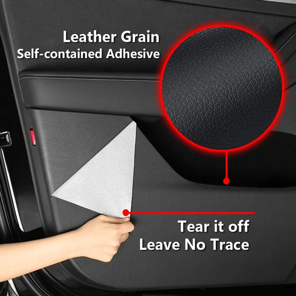Car Door Anti-Kick Pad For Tesla 2017-2024 Model 3/Y Leather Sticker Trim Side Door Sill Protector Cover Car Interior Decoration