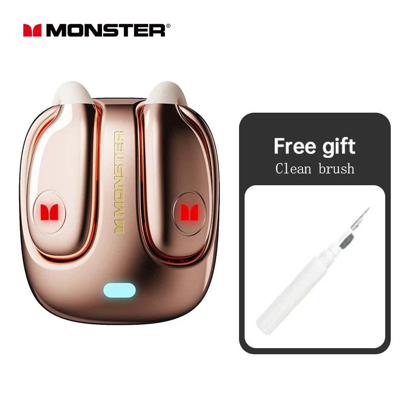 Monster MQO22 TWS Bluetooth Earphones Clip Design Touch HD Call With Mic Headphones Sports Gaming Headset