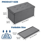 30 Inches Folding Storage Ottoman Bench Ottoman With Storage FootStool For Bedroom Living Room Holds Up To 570 Lb