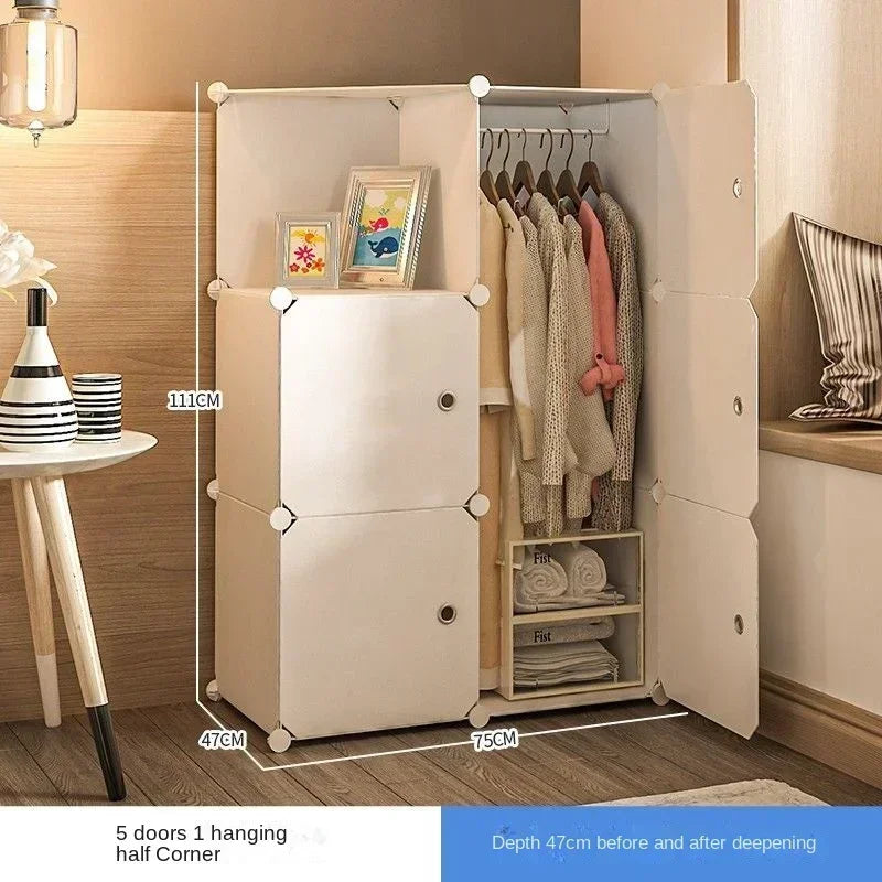 Simple Wardrobe Clothes Folding Cabinets Dressers Cube Storage Locker Plastic Collapsible Dustproof Home Bedroom Furniture