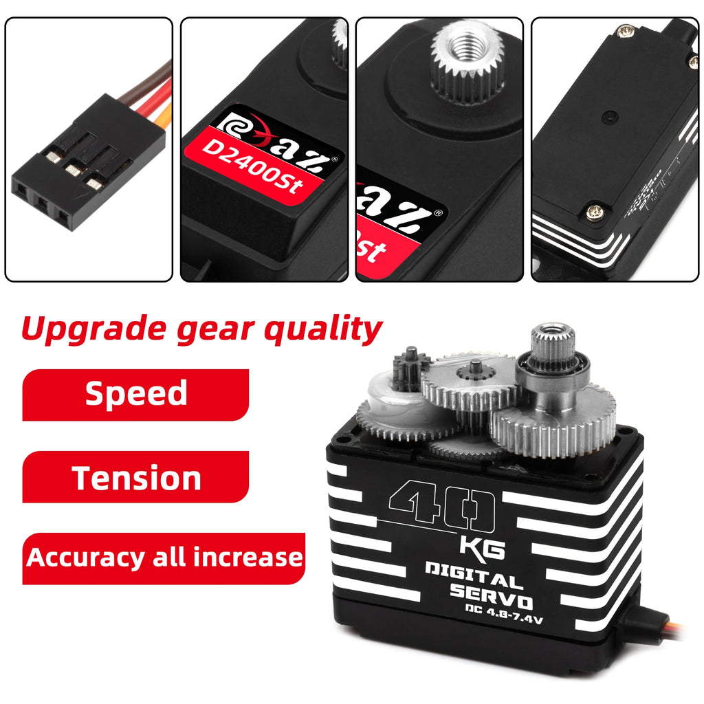 RCXAZ 40KG/45KG/50KG Brushless Digital Servo Metal Housing Gear 180 Large Torque Waterproof for RC Car/Boat Model Fixed Robots