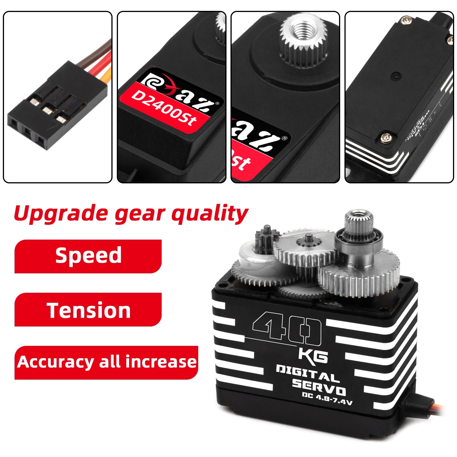 RCXAZ 40KG/45KG/50KG Brushless Digital Servo Metal Housing Gear 180 Large Torque Waterproof for RC Car/Boat Model Fixed Robots
