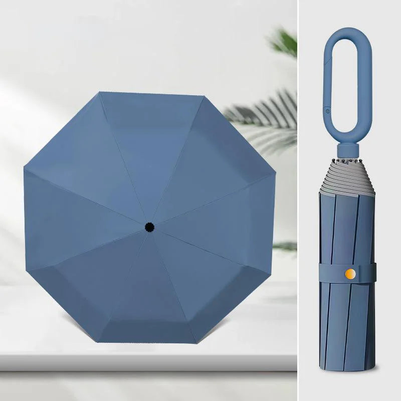 Xiaomi 8-bone Triple Fold Umbrella Hand Open Loop Buckle Umbrella Black Rubber Sunscreen Dual Use Wind Water Resistant Umbrella