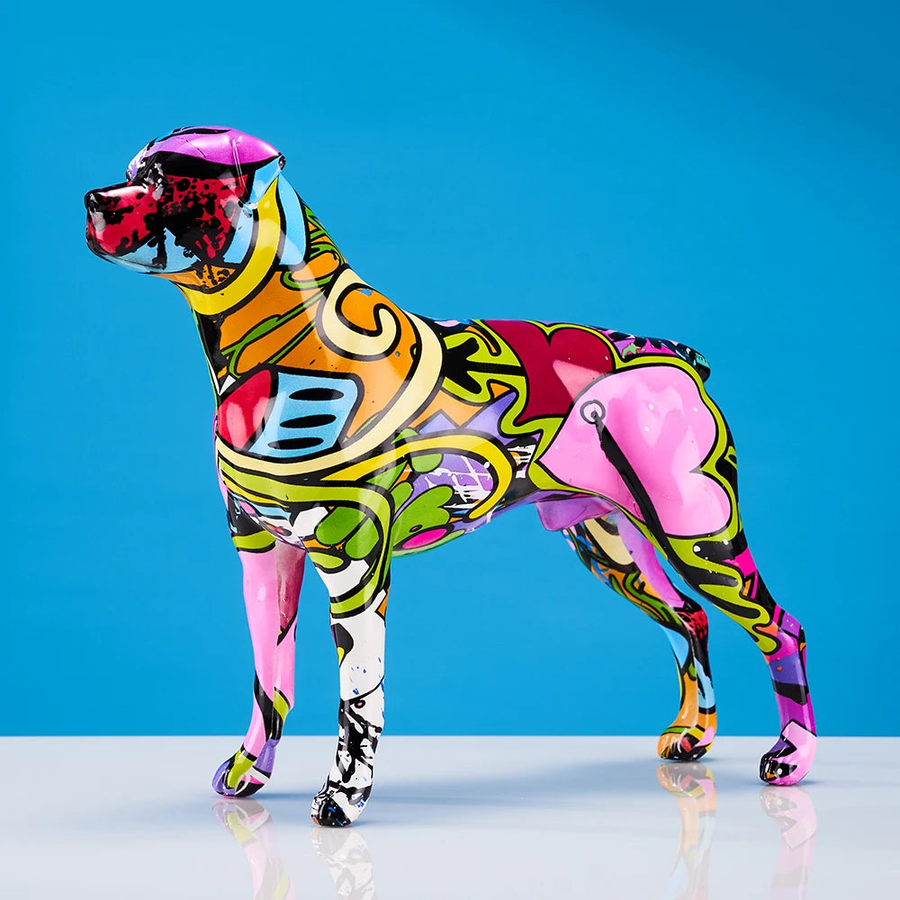 Creative Colorful Art Animal Rottweiler Resin Crafts Home Decoration Color Modern Simple Decoracion Hogar Moderno Ornaments