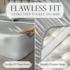 Satin Bed Sheets - 4 Piece Luxury Silky Queen Size Bedding Set, Wrinkle-Free with 15” Deep Pocket Fitted Sheet, Bedding Set