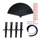 40/20Pcs Black Hand Folding Fan Print Logo For Promotion Gift Personalized Anniversity Souvenirs Fan Birthday Party Favors