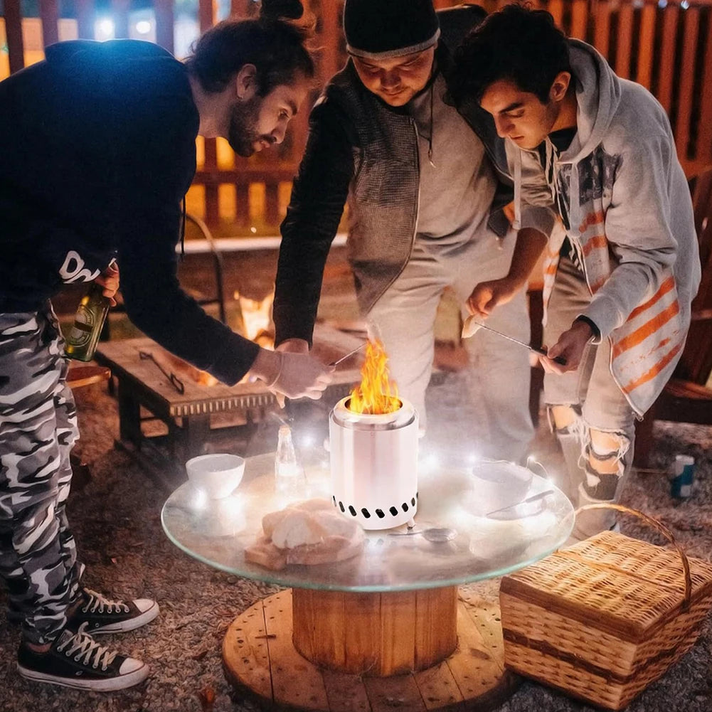 Mini Smokeless Stove Stainless Steel Burner Heater Tabletop Fire Pit Wood Burning Or Pellet Fueled Stove for Outdoor Camping BBQ