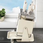 Knife Rack Kitchen Household Countertop Knife Holder Integrated Knife Block Storage Rack Detachable Draining No Installation Nee