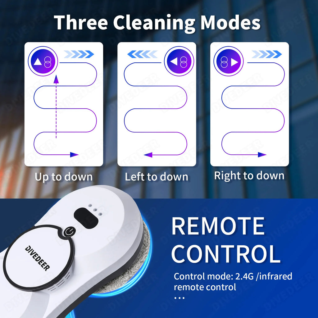 DIVEDEER Window Cleaning Robot Automatic Water Spraying Intelligent Household Electric High-rise Cleaning Outside Window Glass