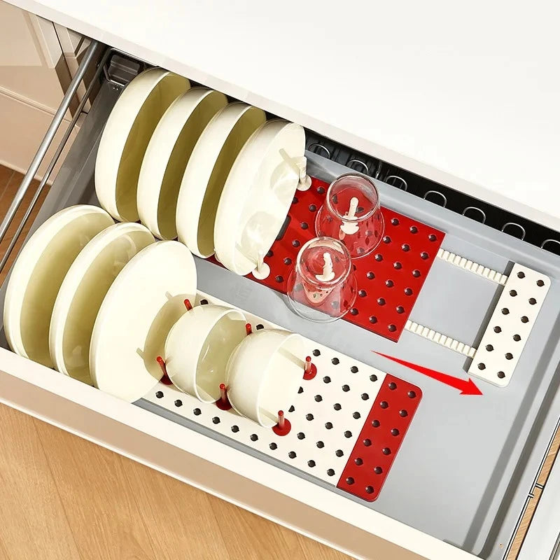 Kitchen Organizer Dish Draining Drying Rack Telescopic multifunctional Plate Bowl Stand Storage Drawer Space Saving Holder