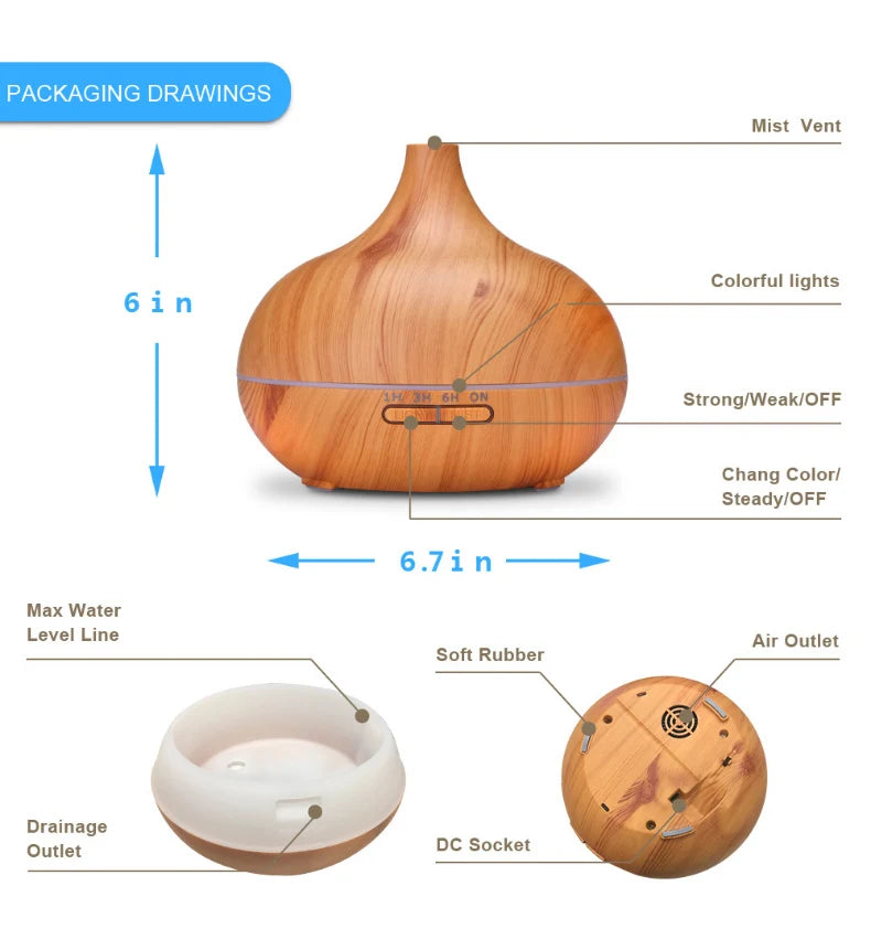Ultrasonic Cool Mist Onion Humidifier Remote Control Oil Diffuser Colo