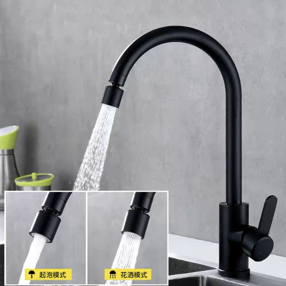 Black/Silver Nozzle Splash-proof Head Filter Tip Universal External/Internal Threads Bubbler Water Saver Dual Mode Universal Tap