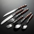 6-piece stainless steel tableware set, including knife fork and spoon set, kitchen knife and dining utensils such as steak knife