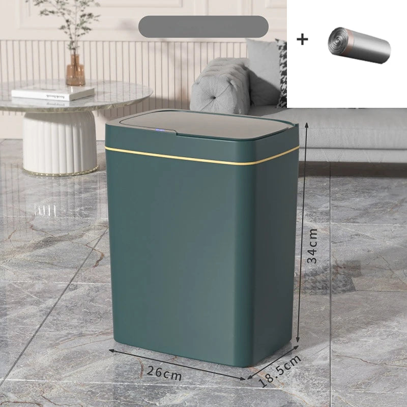 18L Smart Bathroom Trash Can Automatic Bagging Electronic Trash Can White Touchless Narrow Smart Sensor Garbage Bin Smart Home