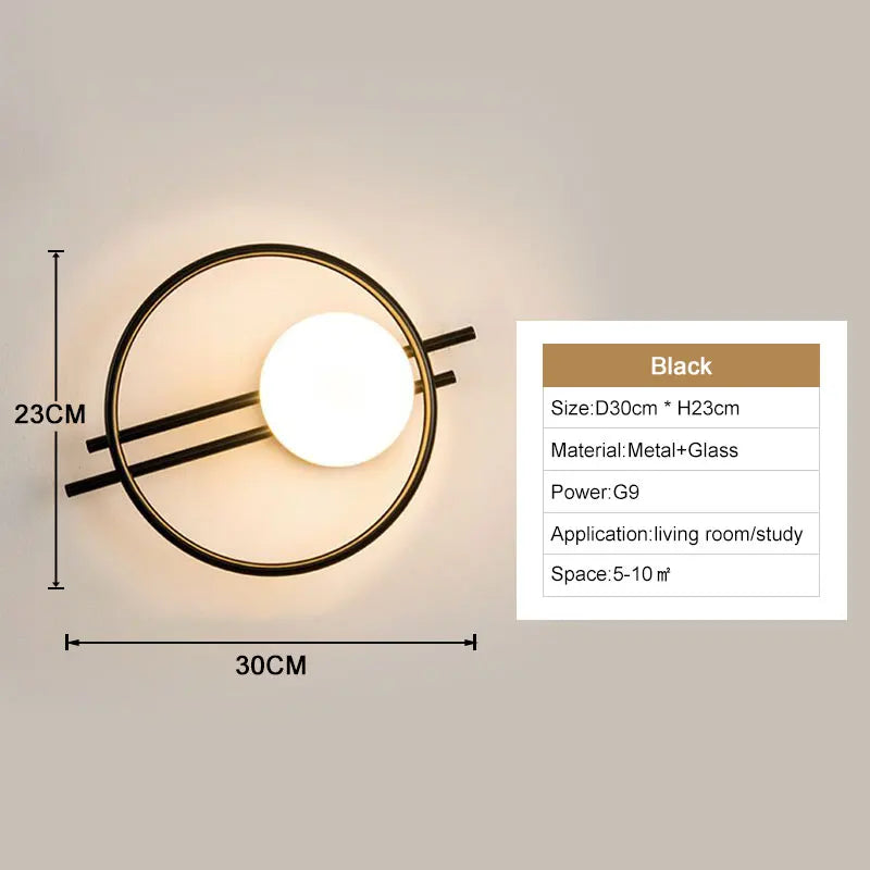 Interior LED Wall Lamps Wall Lighs with G9 Bulb Frosted Glass Ball Black Gold Bedroom LED Wall Sconce for Home Luminuaire Lamp
