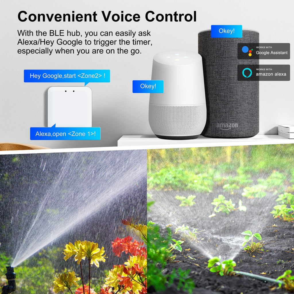 KEMEK Smart Programmable Sprinkle Timer 2 Zone Wifi Smart Garden Water Timer for Hose Faucet Irrigation with Rain Delay Feature