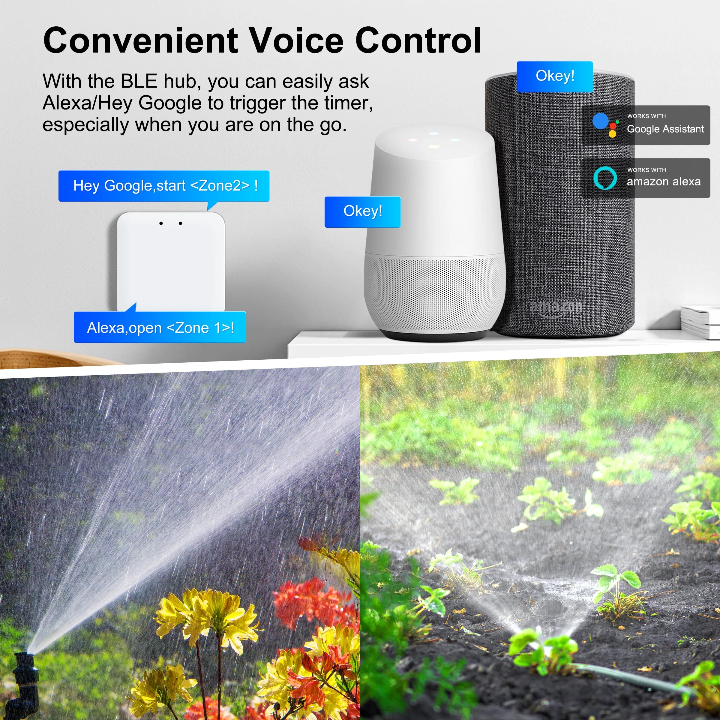 KEMEK Smart Programmable Sprinkle Timer 2 Zone Wifi Smart Garden Water Timer for Hose Faucet Irrigation with Rain Delay Feature