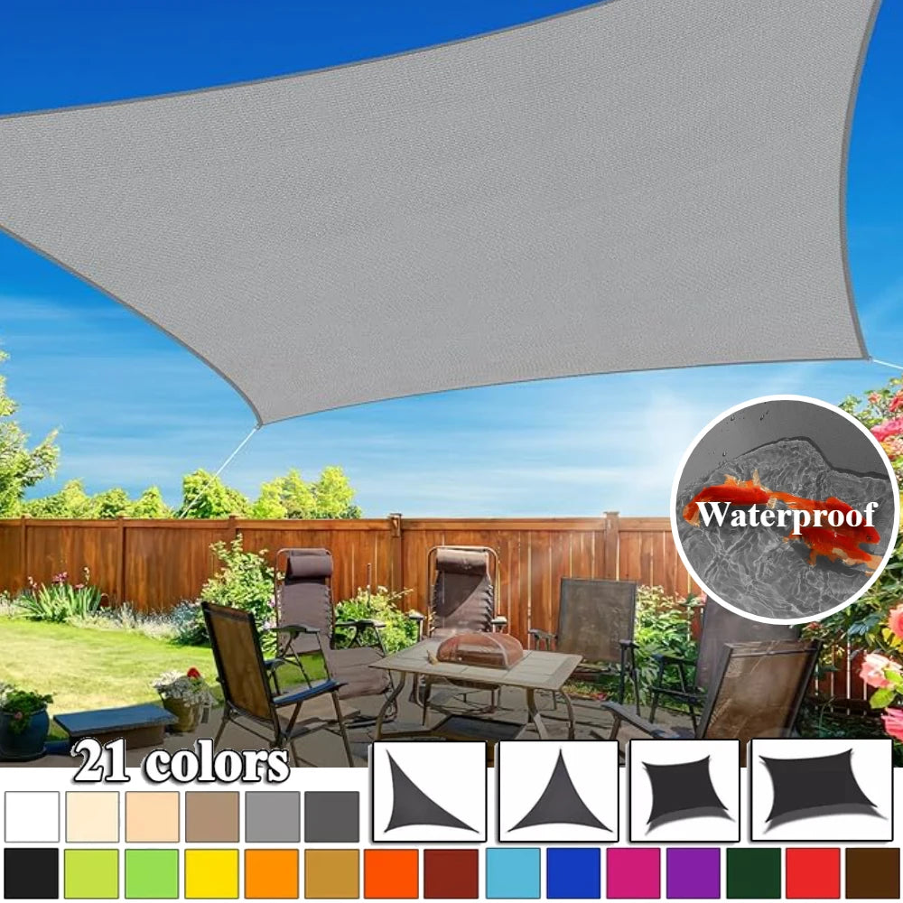 Waterproof Sun Shade Sail Rectangle Square Triangle Garden Sun Shelter UV Block Pool Shade Cloth Canopy Camping Hiking Tents