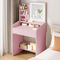 Small Vanity Desk Set with Square Mirror and Light- Vanity Desk with Drawer