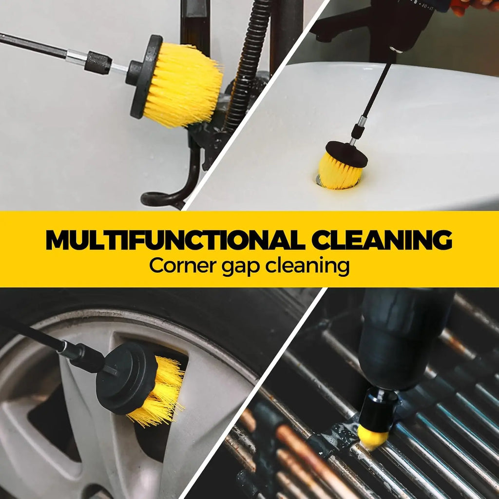 Electric Scrubber Grill Brush Kit 2/3.5/4'' Power Cleaning Brush for Car Bathroom Floor, Tub Shower Grout Nylon Attachments