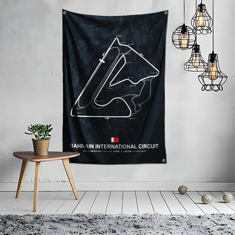 Ft Formula 1 Imola Monaco Circuit F1 Flag Polyester Digital Printing for Garage Wall Art Out Door Decoration With Grommets
