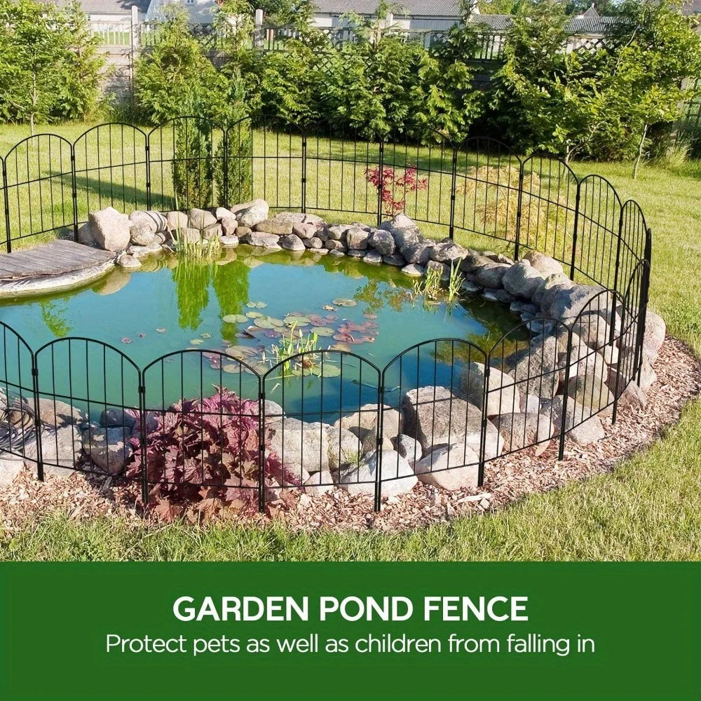 Heavy-Duty Metal Garden Fence Panels 10ft x 24in Rustproof Animal Barrier, No Dig Decorative Border for Dogs, Flower Bed, Patio