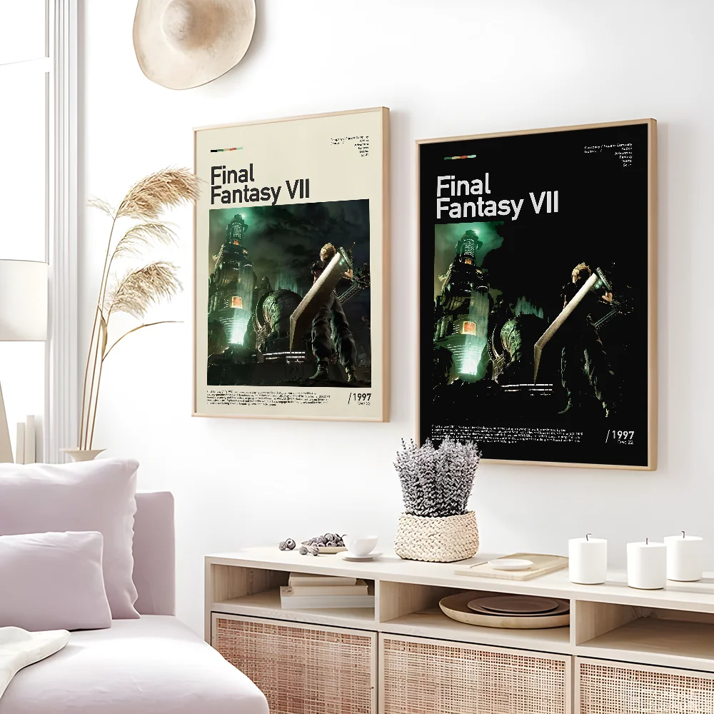 F-Final F-Fantasys Game Cool Poster Sticky Wall Art Printing Waterproof Home Living Bed Room Bar Aesthetic Decor