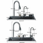 304 Stainless Steel Waterfall Kitchen Sink Large Single Slot Integrated 60X45cm Faucet Set Soap Dispenser Pure Water Tap