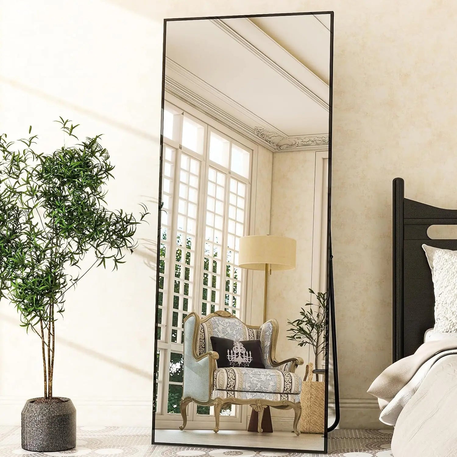 BEAUTYPEAK Floor Mirror Full Length Mirror - 26"x 71" Rectangle, Aluminum Frame Free-Standing Wall & Leaning