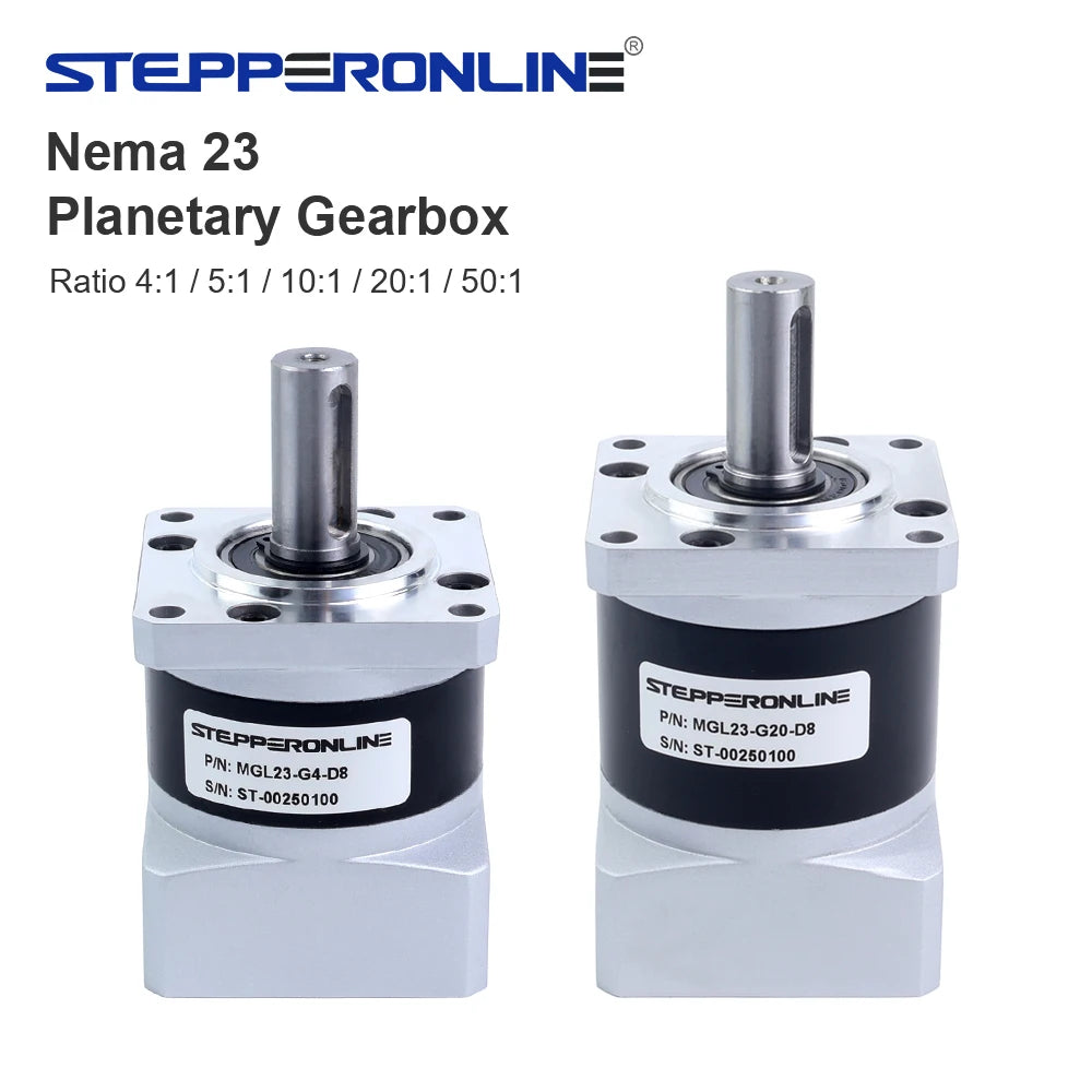 STEPPERONLINE Nema 23 Planetary Gearbox Motor Speed Reducer MGL Series Ratio 4 5 10 20 50 for 8mm Shaft Nema23 Stepper Motor