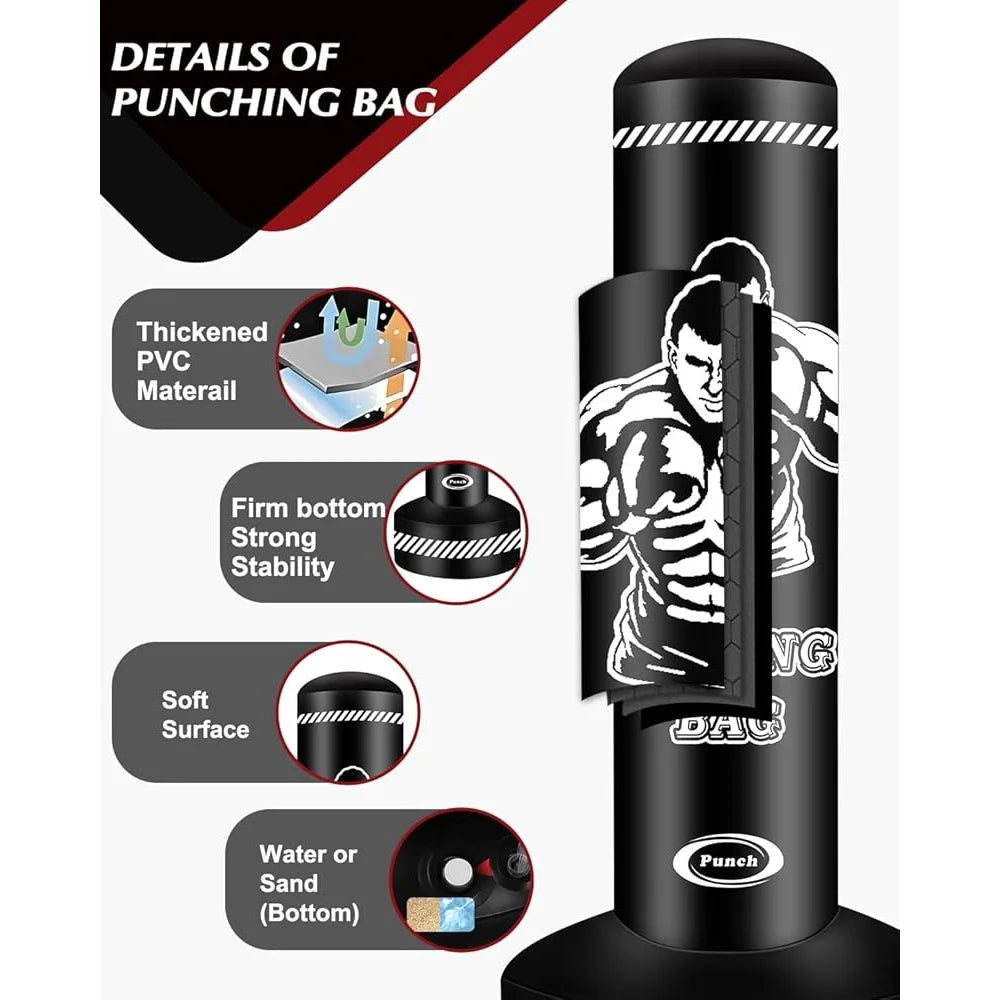 Inflatable Standing Punching Bag - Adults Kickboxing MMA Home Fitness Heavy Bag | AlluCanFind