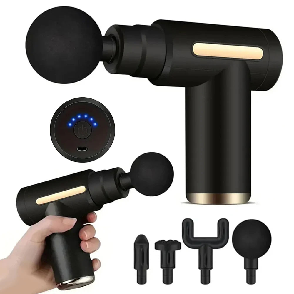Mini Fascia Massage Gun - Electric Body Massager with 4 Heads for Relaxation & Fitness | AlluCanFind