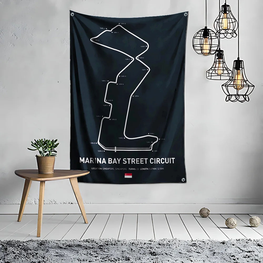 Ft Formula 1 Imola Monaco Circuit F1 Flag Polyester Digital Printing for Garage Wall Art Out Door Decoration With Grommets